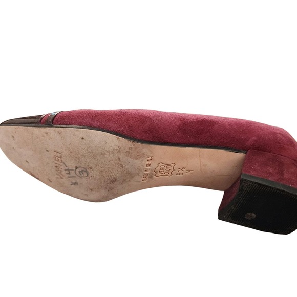 Van Eli Burgandy Suede with Patent Leather Cap Toe woman's Sz 6.5 M EUC - Picture 6 of 7